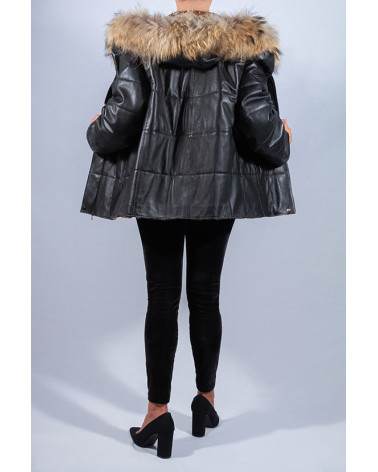 chaquetón de cuero forrado de visón