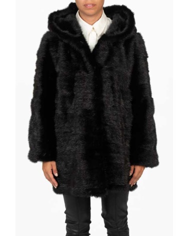 CHAQUETÓN DE VISÓN CON CAPUCHA