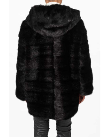 CHAQUETÓN DE VISÓN CON CAPUCHA