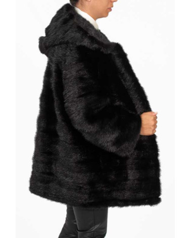 CHAQUETÓN DE VISÓN CON CAPUCHA