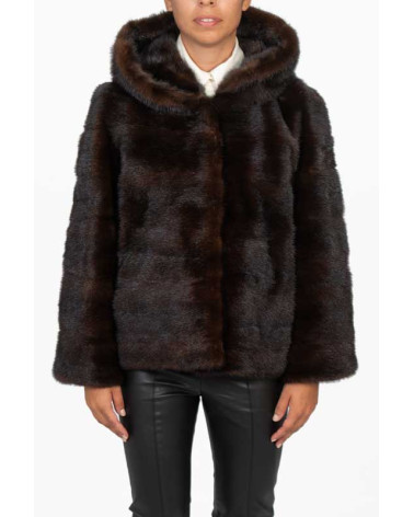 CHAQUETÓN DE VISÓN CON CAPUCHA