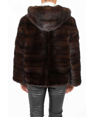 CHAQUETÓN DE VISÓN CON CAPUCHA