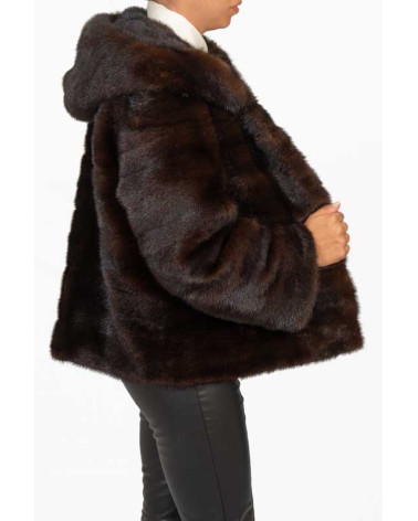 CHAQUETÓN DE VISÓN CON CAPUCHA