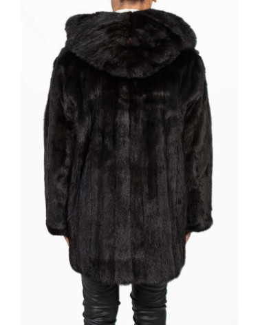 CHAQUETÓN DE VISÓN CON CAPUCHA
