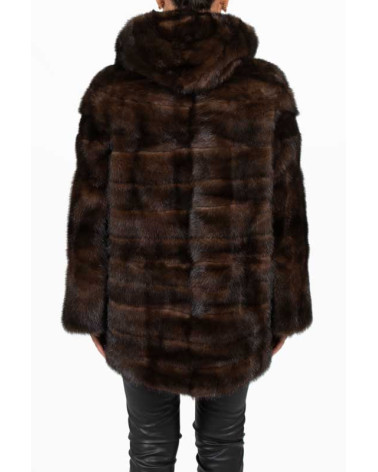 CHAQUETÓN DE VISÓN CON CAPUCHA
