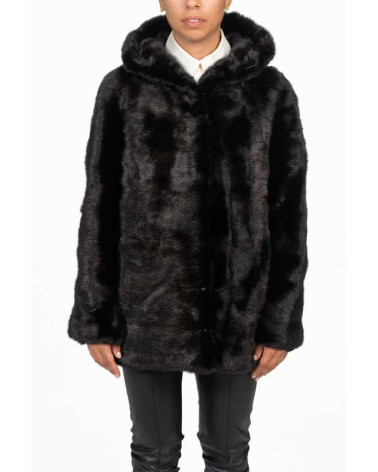 CHAQUETÓN DE VISÓN CON CAPUCHA