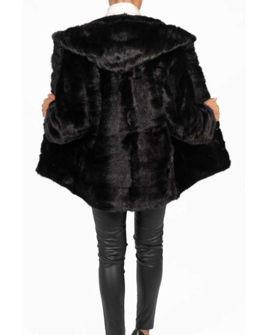 CHAQUETÓN DE VISÓN CON CAPUCHA