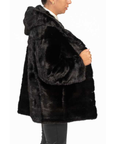 CHAQUETÓN DE VISÓN CON CAPUCHA