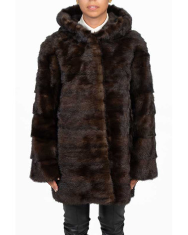 CHAQUETÓN DE VISÓN CON CAPUCHA