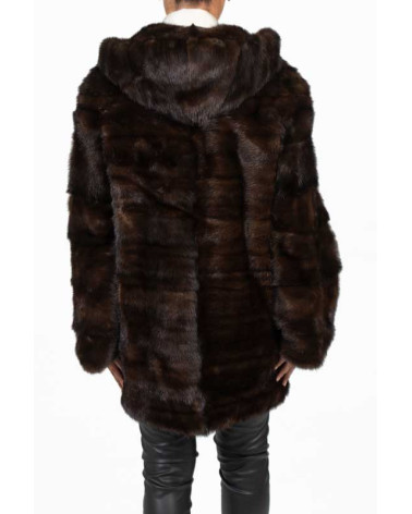 CHAQUETÓN DE VISÓN CON CAPUCHA