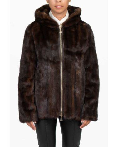CHAQUETÓN DE VISÓN CON CAPUCHA