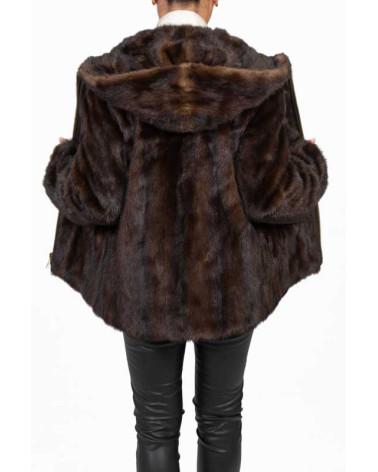 CHAQUETÓN DE VISÓN CON CAPUCHA