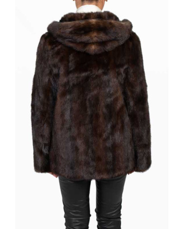 CHAQUETÓN DE VISÓN CON CAPUCHA
