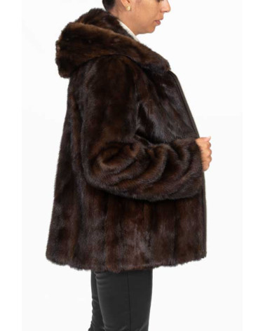 CHAQUETÓN DE VISÓN CON CAPUCHA