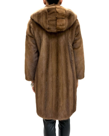 ABRIGO DE VISÓN CON CAPUCHA