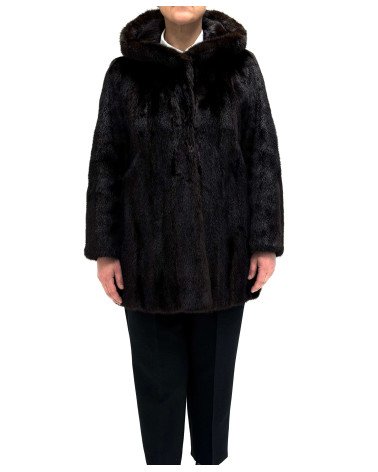 CHAQUETÓN DE VISÓN CON CAPUCHA