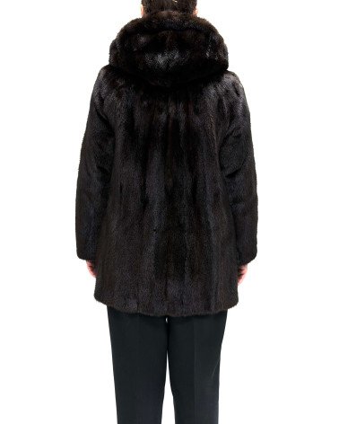 CHAQUETÓN DE VISÓN CON CAPUCHA